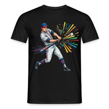 Colorful Baseball Batsman Pop Art - Men's T-Shirt - black - Front - AI Model Male 178 light (178cm)
