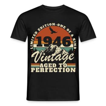 1946 Vintage Rétro Cadeau D'anniversaire - T-shirt homme - noir - Devant - AI Model Male 178 light (178cm)