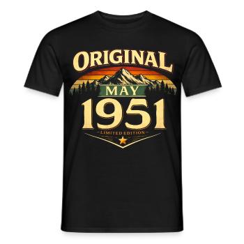 75th Birthday Gift Original May 1951 - Men's T-Shirt - black - Front - AI Model Male 178 light (178cm)