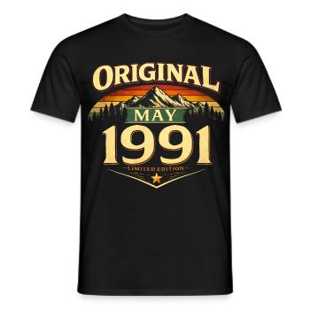 Cadeau du 35e anniversaire Original mai 1991 - T-shirt homme - noir - Devant - AI Model Male 178 light (178cm)