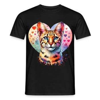 Savannah Cat - Men's T-Shirt - black - Front - AI Model Male 178 light (178cm)