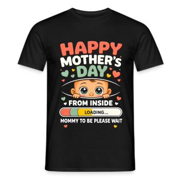 Bonne fête des mères depuis l’intérieur de la future maman en train de charger - T-shirt homme - noir - Devant - AI Model Male 178 light (178cm)