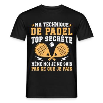 ma technique de padel  - T-shirt homme - noir - Devant - AI Model Male 178 light (178cm)