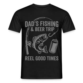 DADS FISHING AND BEER TRIP REEL GOOD TIMES - Men's T-Shirt - black - Front - AI Model Male 178 light (178cm)