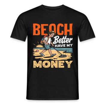 Détecteur de métaux sur la chasse au trésor sur la plage - T-shirt homme - noir - Devant - AI Model Male 178 light (178cm)