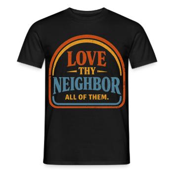 Liebe deine nächste Vintage-Wohltätigkeits-Friedensbotschaft - Männer T-Shirt - Schwarz - Vorne - AI Model Male 178 light (178cm)