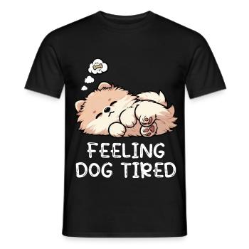 Feeling Dog Tired Pomeranian Pomeranian Pomeranian Spitz Dog - Men's T-Shirt - black - Front - AI Model Male 178 light (178cm)