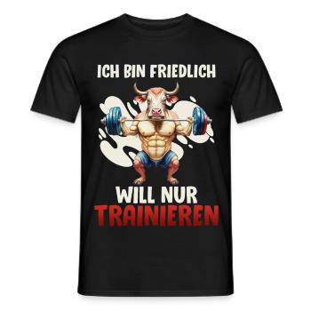 Gym BIN FREUNDLICH WILL NUR TRAINIEREN Lustig - Männer T-Shirt - Schwarz - Vorne - AI Model Male 178 light (178cm)