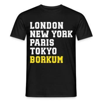 Mer du Nord LONDRES NEW YORK PARIS TOKYO BORKUM - T-shirt homme - noir - Devant - AI Model Male 178 light (178cm)