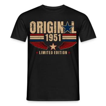 75th Birthday Gift Original Vintage 1951 - Men's T-Shirt - black - Front - AI Model Male 178 light (178cm)