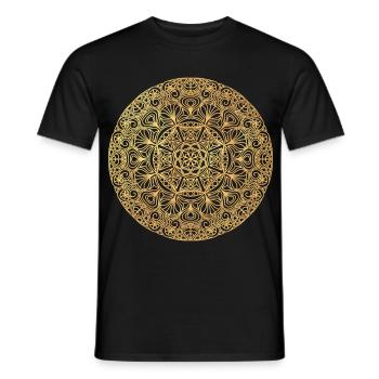 Art Nouveau Mandala - gold - Men's T-Shirt - black - Front - AI Model Male 178 light (178cm)