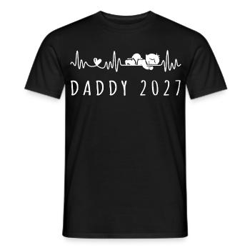 Daddy 2027 Heartbeat Baby Announcement Pregnancy - Men's T-Shirt - black - Front - AI Model Male 178 light (178cm)