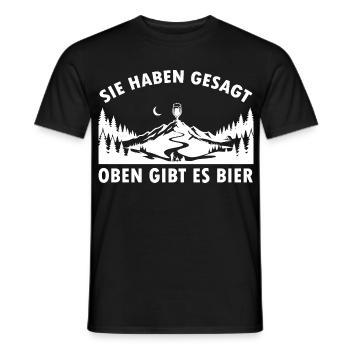 Sie haben gesagt oben gibt es Bier auf dem Berg - Männer T-Shirt - Schwarz - Vorne - AI Model Male 178 light (178cm)
