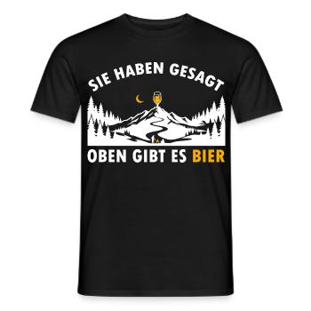 Sie haben gesagt oben gibt es Bier auf dem Berg - Männer T-Shirt - Schwarz - Vorne - AI Model Male 178 light (178cm)