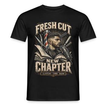 Barber Barbier Fresh Cut New Chapter - Männer T-Shirt - Schwarz - Vorne - AI Model Male 178 light (178cm)