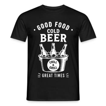 GOOD FOOD COLD BEER CHILL AND GRILL Summer - Men's T-Shirt - black - Front - AI Model Male 178 light (178cm)