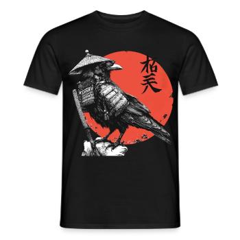 Raven Samurai in Red Sun - Men's T-Shirt - black - Front - AI Model Male 178 light (178cm)