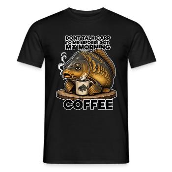 Funny Carp Coffee Fishing Design - Men's T-Shirt - black - Front - AI Model Male 178 light (178cm)