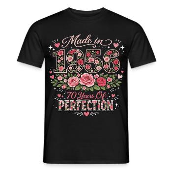 70 Years Woman Gift - 1956 Floral Birthday - Men's T-Shirt - black - Front - AI Model Male 178 light (178cm)