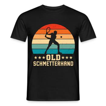Old Schmetterhand Retro Tennis  - Männer T-Shirt - Schwarz - Vorne - AI Model Male 178 light (178cm)