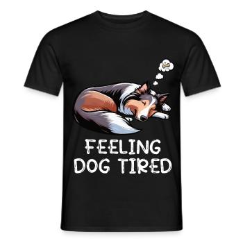 Se sentir fatigué par le chien, propriétaire de Collie Collie Colliehung, - T-shirt homme - noir - Devant - AI Model Male 178 light (178cm)