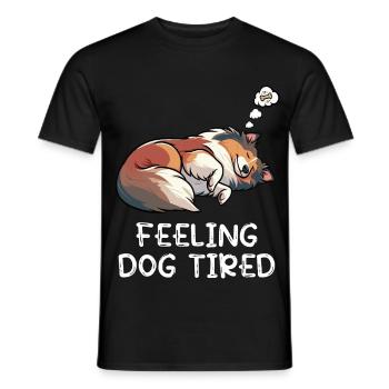 Se sentir fatigué par le chien, propriétaire de Collie Collie Colliehung, - T-shirt homme - noir - Devant - AI Model Male 178 light (178cm)