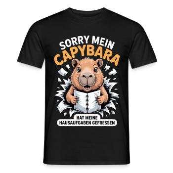 Capybara Hausaufgaben  - Männer T-Shirt - Schwarz - Vorne - AI Model Male 178 light (178cm)