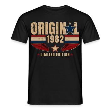 Cadeau d’anniversaire 44 Millésime original 1982 - T-shirt homme - noir - Devant - AI Model Male 178 light (178cm)