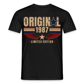 Cadeau du 39e anniversaire Millésime original 1987 - T-shirt homme - noir - Devant - AI Model Male 178 light (178cm)
