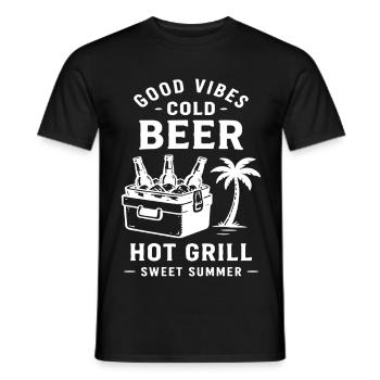 COLD BEER HOT GRILL SWEET SUMMER - Männer T-Shirt - Schwarz - Vorne - AI Model Male 178 light (178cm)