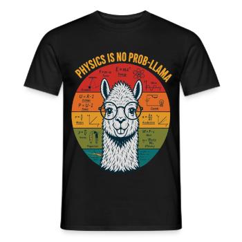 Physics Is No Prob-Llama Physics Teacher Shirt - Men's T-Shirt - black - Front - AI Model Male 178 light (178cm)