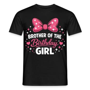 Girl's Birthday Design - Magic Pink Bow and E - Men's T-Shirt - black - Front - AI Model Male 178 light (178cm)