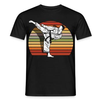 Retro Karate Fighter Martial Arts Kick Vintage - Men's T-Shirt - black - Front - AI Model Male 178 light (178cm)