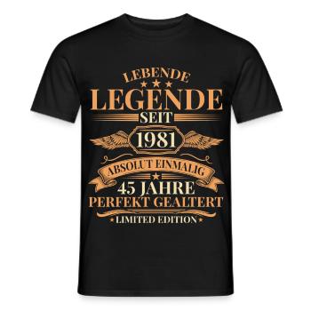 Baujahr 1981 Lebende Legende – 45. Geburtstag - Männer T-Shirt - Schwarz - Vorne - AI Model Male 178 light (178cm)