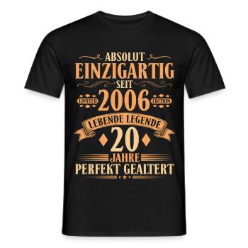 Einzigartig seit 2006 Legende – 20. Geburtstag - Männer T-Shirt - Schwarz - Vorne - AI Model Male 178 light (178cm)