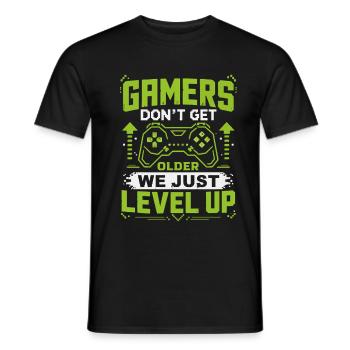 Gamer Saying Level Up Neon - Men's T-Shirt - black - Front - AI Model Male 178 light (178cm)