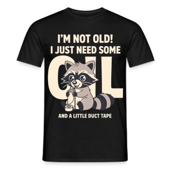 Raccoon DIY: Not Old, Needs Duct Tape - Men's T-Shirt - black - Front - AI Model Male 178 light (178cm)