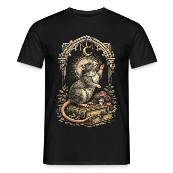 Cottagecore de maison Rat de couleur Rat Fantasy Rat Grand-souris - T-shirt homme - noir - Devant - AI Model Male 178 light (178cm)