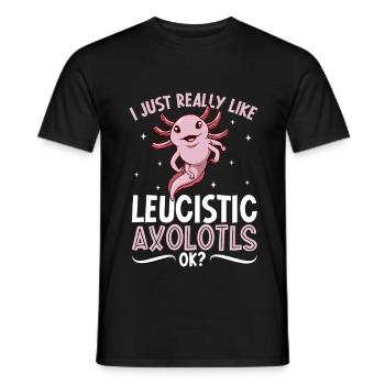 I love my Leucistic Axolotl - Men's T-Shirt - black - Front - AI Model Male 178 light (178cm)