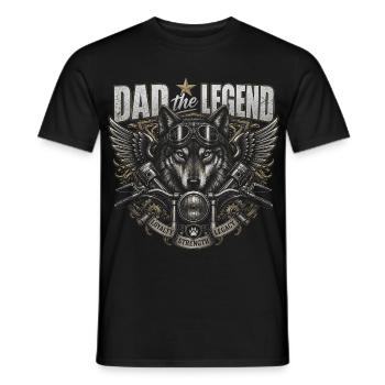 Father Legend Biker Wolves - Father's Day - Men's T-Shirt - black - Front - AI Model Male 178 light (178cm)