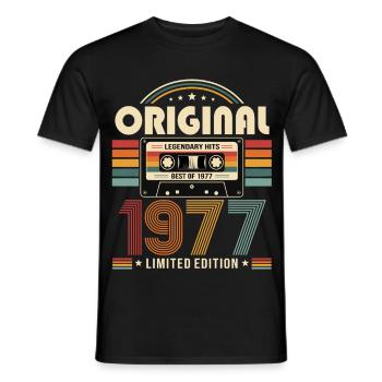 49. Geburtstag Geschenk Mann Kassette Best of 1977 - Männer T-Shirt - Schwarz - Vorne - AI Model Male 178 light (178cm)