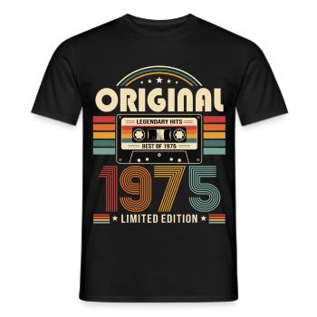 51e Anniversaire Gift Man Cassette Best of 1975 - T-shirt homme - noir - Devant - AI Model Male 178 light (178cm)