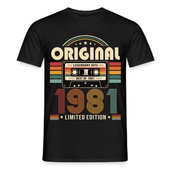 45e anniversaire Gift Man cassette Best of 1981 - T-shirt homme - noir - Devant - AI Model Male 178 light (178cm)
