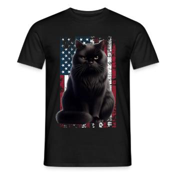Grumpy Black Cat US Schwarze Katze - Männer T-Shirt - Schwarz - Vorne - AI Model Male 178 light (178cm)