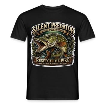 Silent Predator – Respektieren Sie das Design des Hechtfischens - Männer T-Shirt - Schwarz - Vorne - AI Model Male 178 light (178cm)