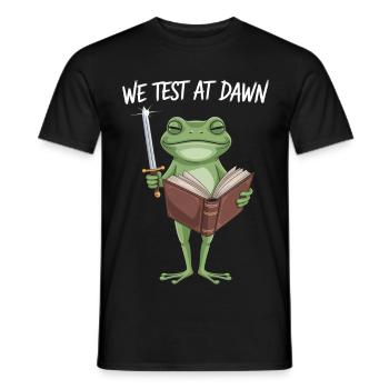 We Test at Dawn Frog Knight - Men's T-Shirt - black - Front - AI Model Male 178 light (178cm)