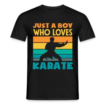 Just a boy who loves karate retro martial arts - Men's T-Shirt - black - Front - AI Model Male 178 light (178cm)