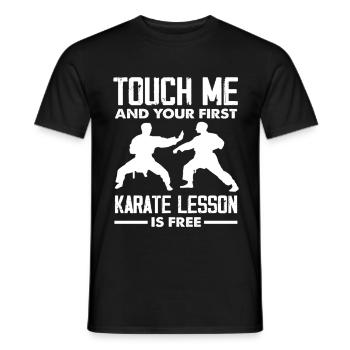 First Karate Lesson Free Funny Saying - Men's T-Shirt - black - Front - AI Model Male 178 light (178cm)