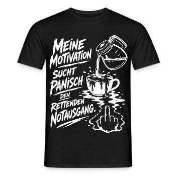 Überlaufender Kaffee bildet den Mittelfinger - Männer T-Shirt - Schwarz - Vorne - AI Model Male 178 light (178cm)