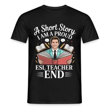 Enseignant d’ESL Une nouvelle : Je suis éducateur de langues - T-shirt homme - noir - Devant - AI Model Male 178 light (178cm)
